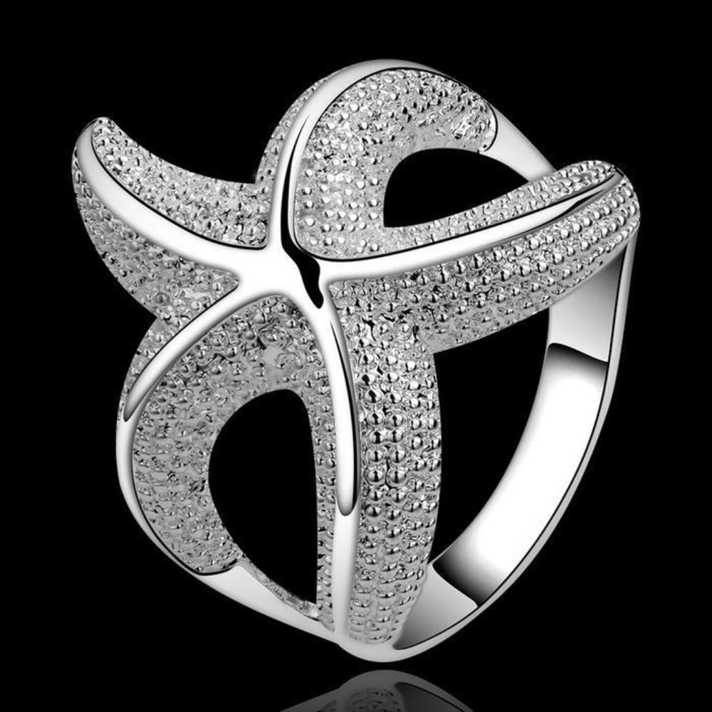 925 Silver Luxury Starfish Beautiful Ring - Picture 1 of 7